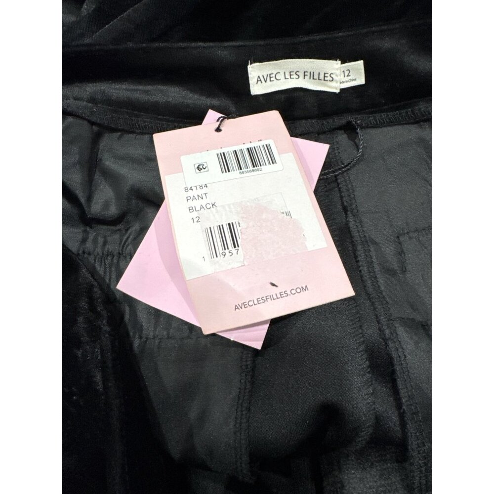 Avec Les Filles Women's Black Velvet Wide Leg Pants Size 12 - Picture 5 of 8